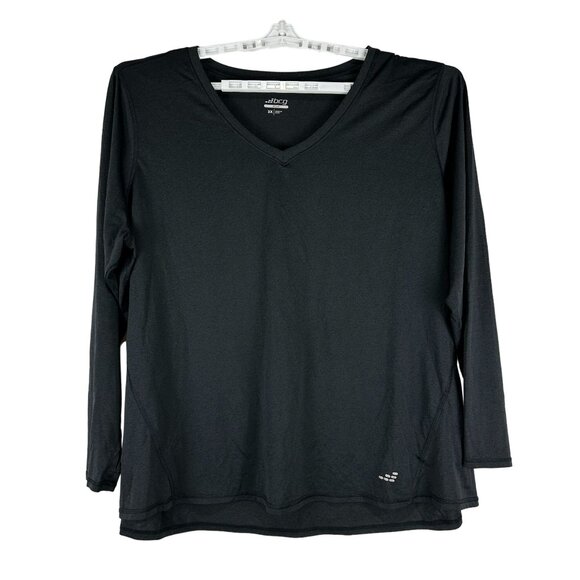 Bcg Plus Size 3X Black Long Sleeve V Neck Active Top Polyester Made In Egypt - Picture 1 of 6